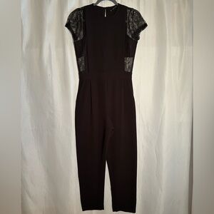 Zara Black Jumpsuit with Sheer Lace Detail